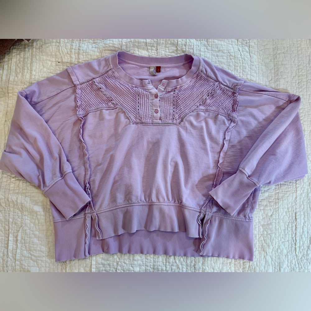 PILCRO By Anthropologie Pintuck Oversized Sweatshirt Lavender Size Medium